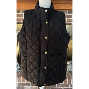 Kim Rogers Black Quilted Zip Up and Snap Vest Size XL